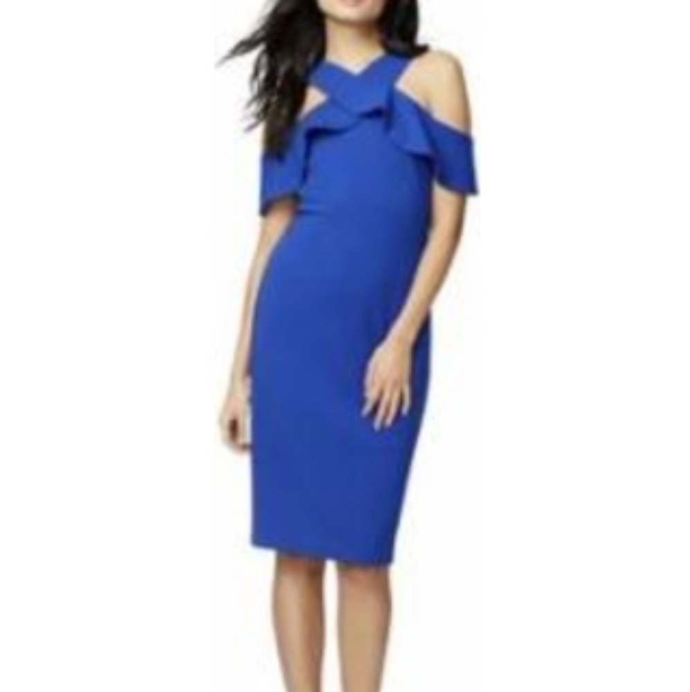 Ruffled Cold-Shoulder Halter Dress